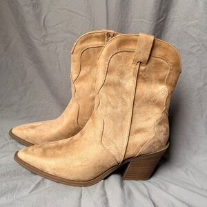 Tan Western Ankle Boots